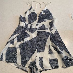 Akira Navy Print Romper